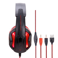 Fajne słuchawki przewodowe LED z zestaw słuchawkowy z mikrofonem gamer PC słuchawki z pałąkiem na głowę Stereo gra słuchawki na PS4/XBOX/telefon 4